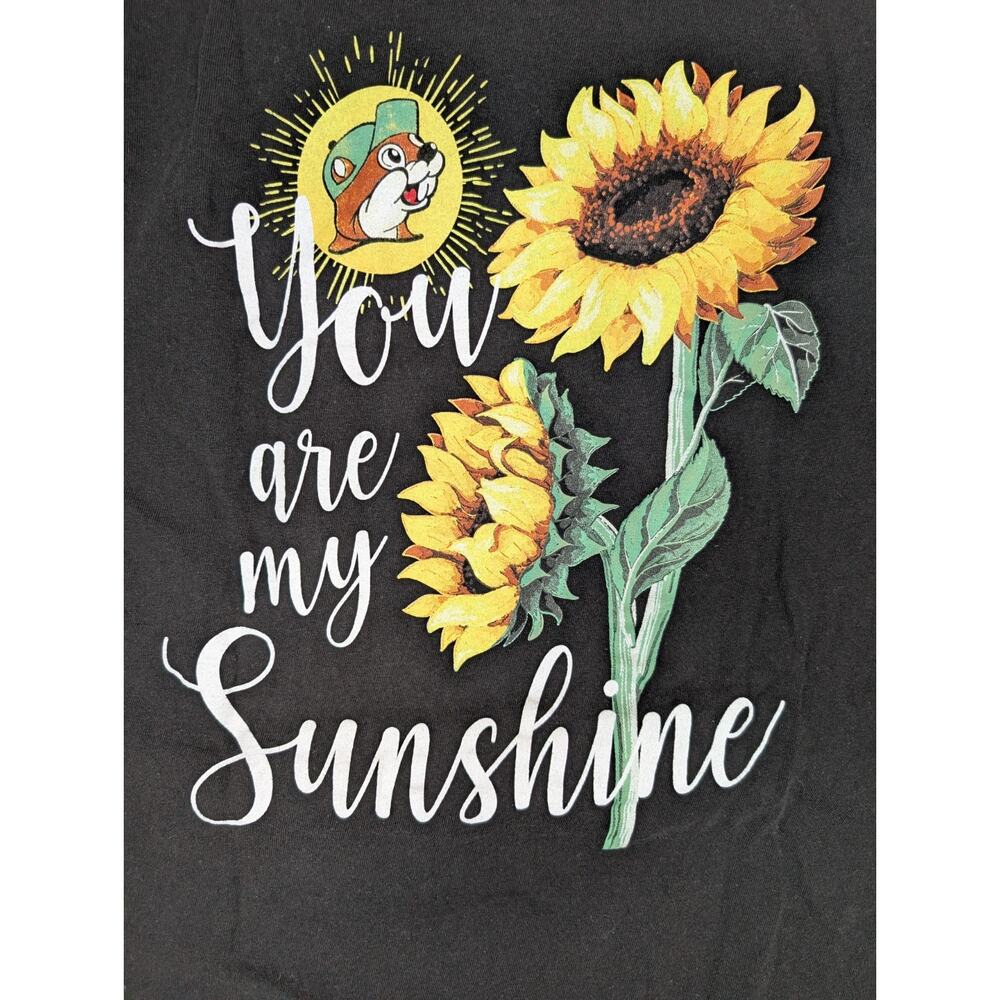 Buc-ee's Beaver T-Shirt Black Graphic Print You Are My Sunshine Size Small